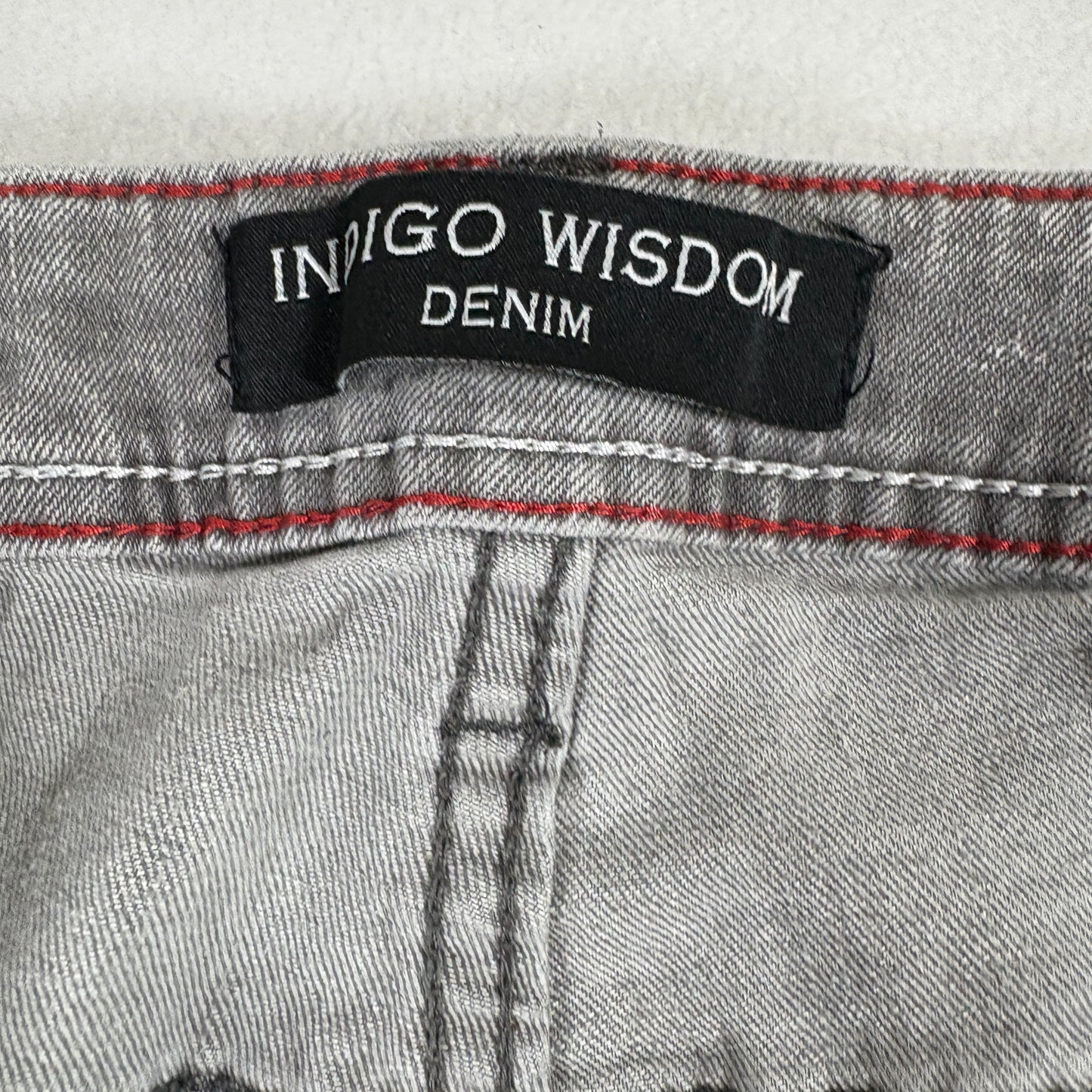 Indigo Wisdom Mens Jeans 32x30 Gray Distressed Denim Slim Fit Y2K Grunge Vintage