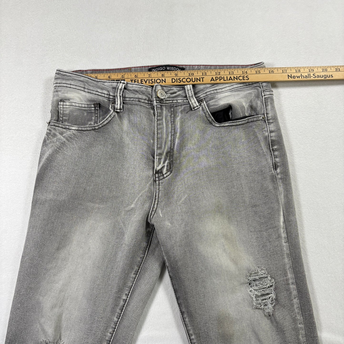 Indigo Wisdom Mens Jeans 32x30 Gray Distressed Denim Slim Fit Y2K Grunge Vintage