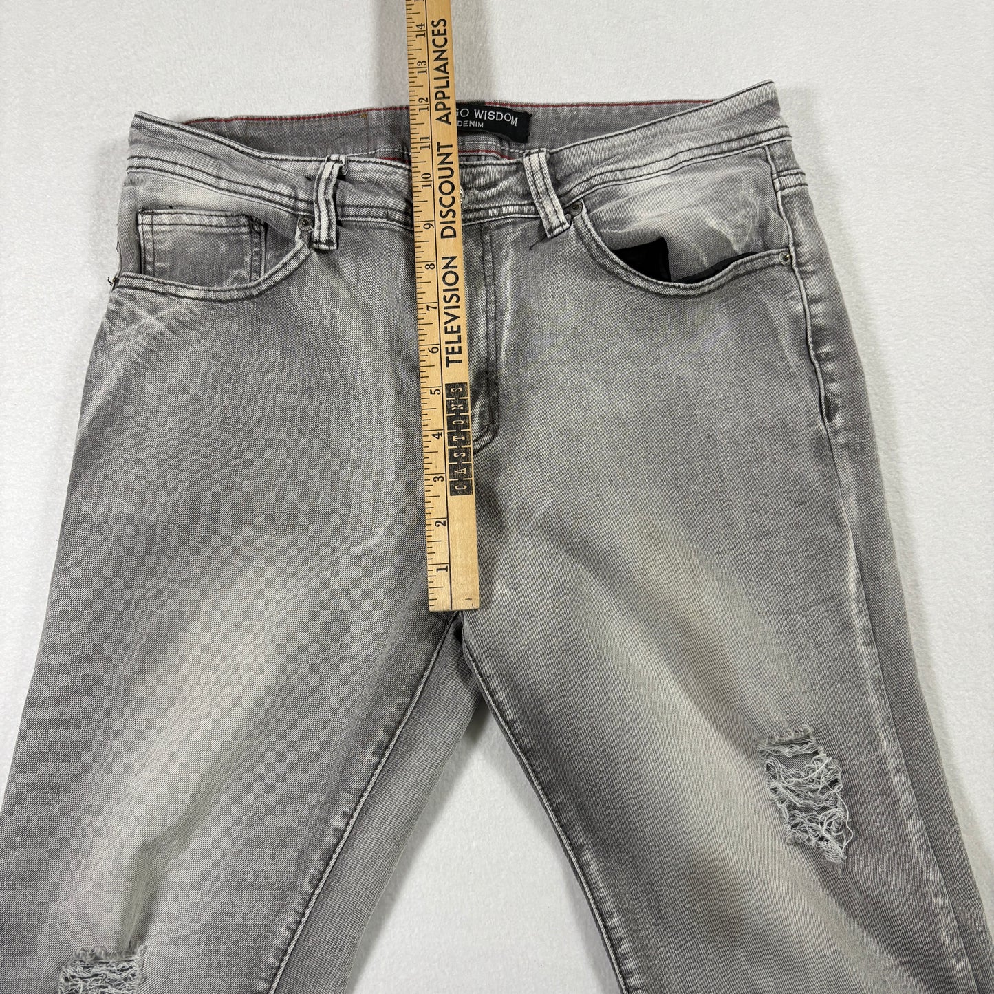 Indigo Wisdom Mens Jeans 32x30 Gray Distressed Denim Slim Fit Y2K Grunge Vintage