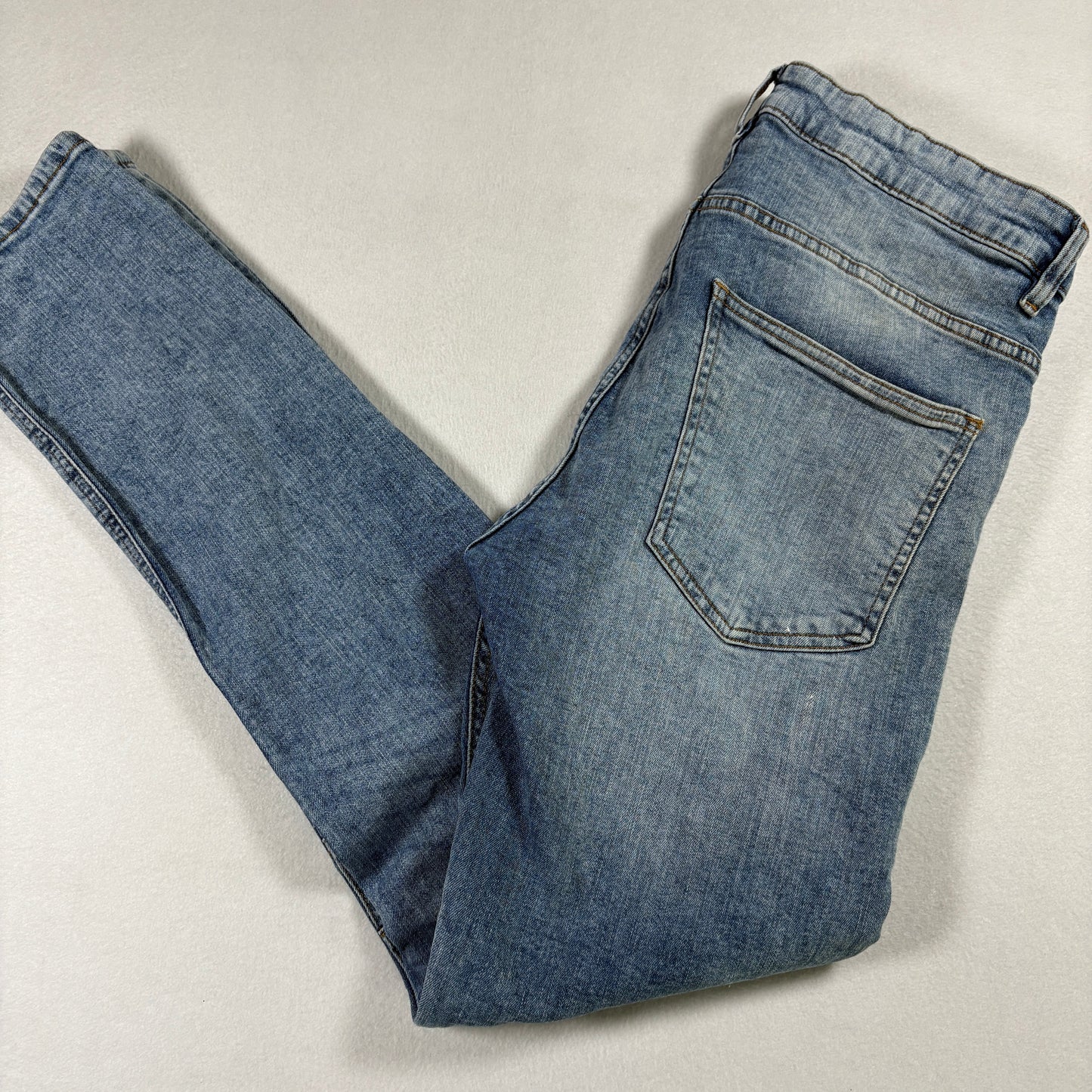 H&M Divided Mens Jeans 34 Skinny Fit Blue Biker Moto Denim Y2K 90s Grunge Vintage