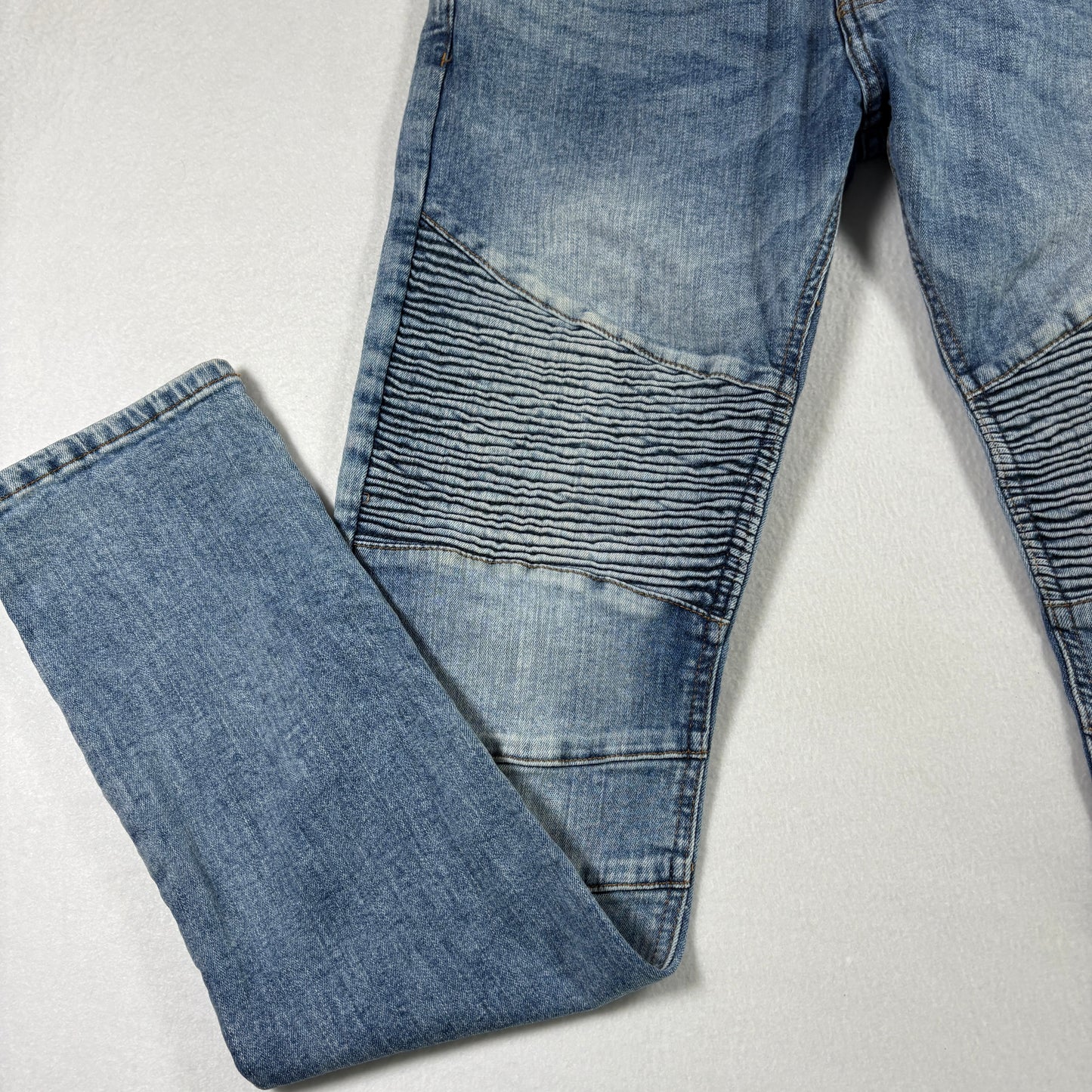 H&M Divided Mens Jeans 34 Skinny Fit Blue Biker Moto Denim Y2K 90s Grunge Vintage