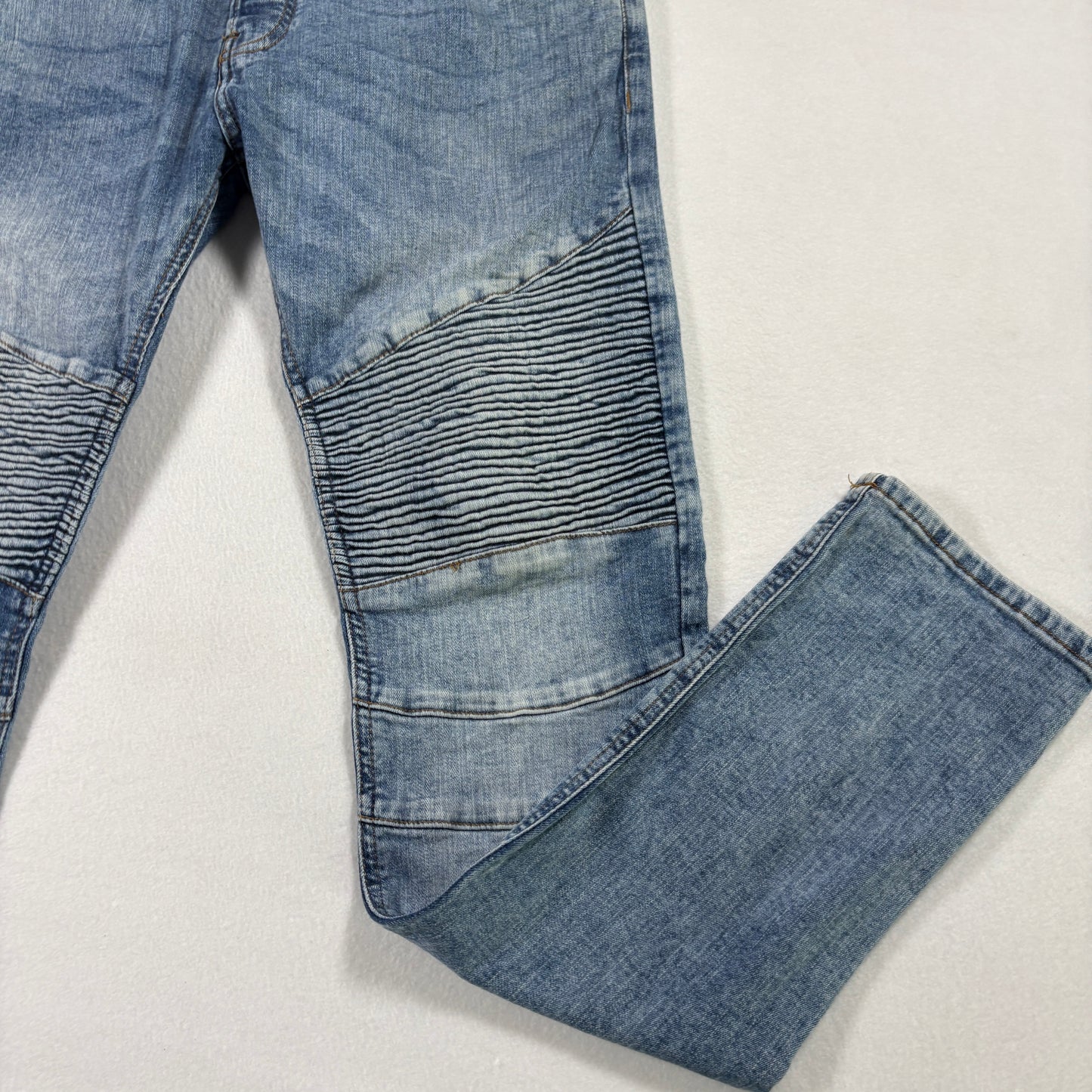 H&M Divided Mens Jeans 34 Skinny Fit Blue Biker Moto Denim Y2K 90s Grunge Vintage