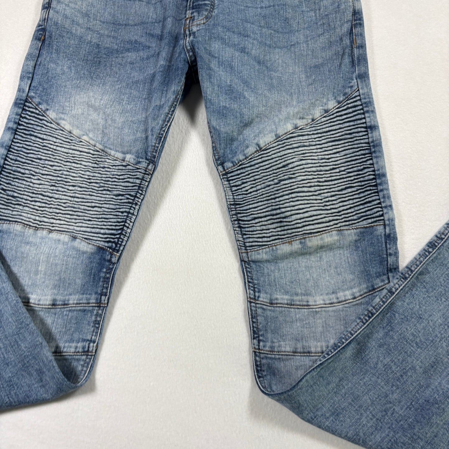 H&M Divided Mens Jeans 34 Skinny Fit Blue Biker Moto Denim Y2K 90s Grunge Vintage