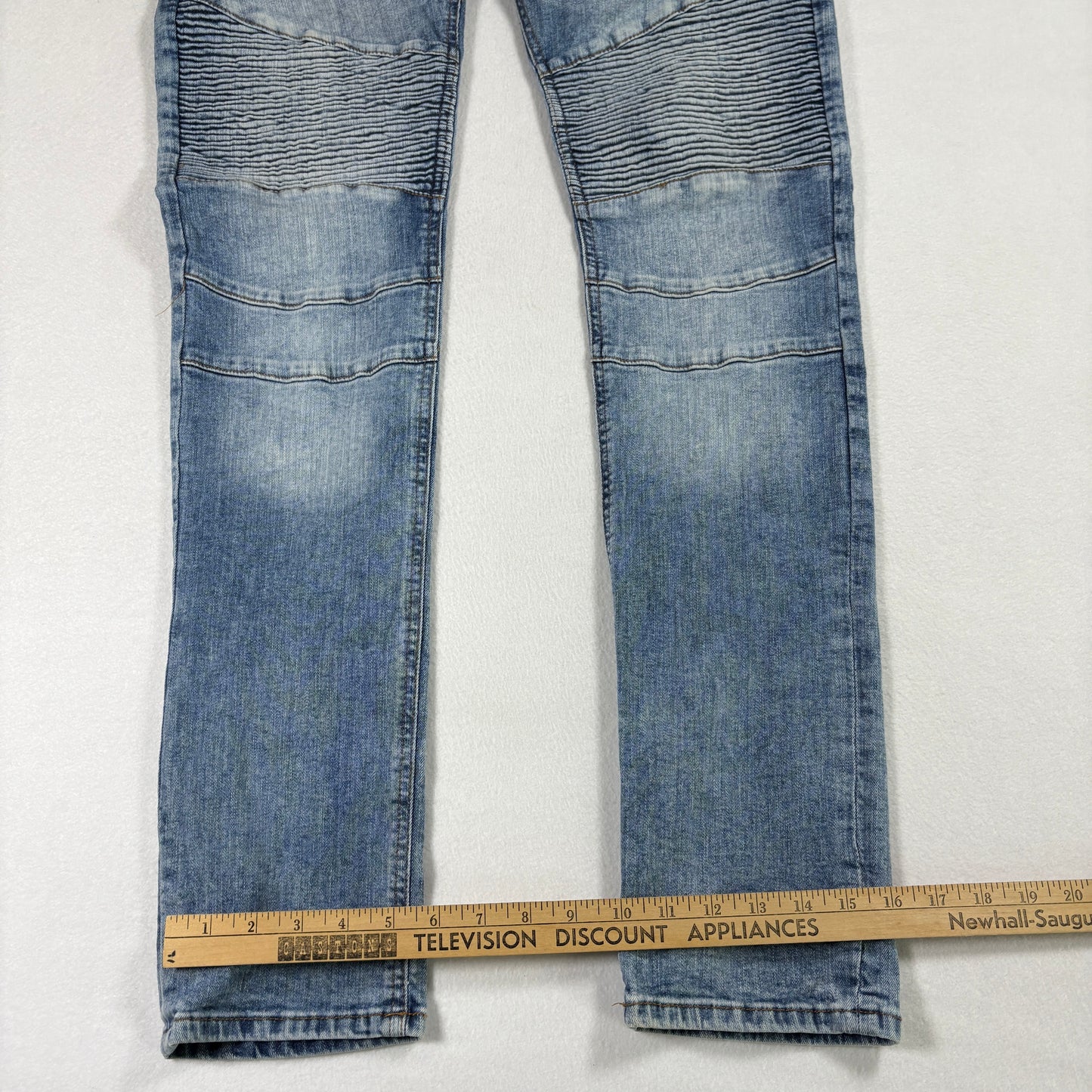 H&M Divided Mens Jeans 34 Skinny Fit Blue Biker Moto Denim Y2K 90s Grunge Vintage