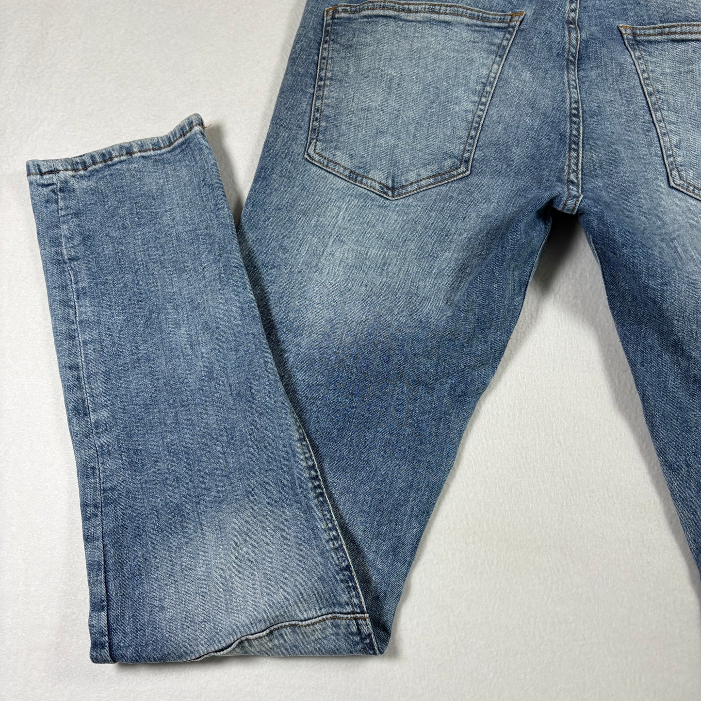 H&M Divided Mens Jeans 34 Skinny Fit Blue Biker Moto Denim Y2K 90s Grunge Vintage