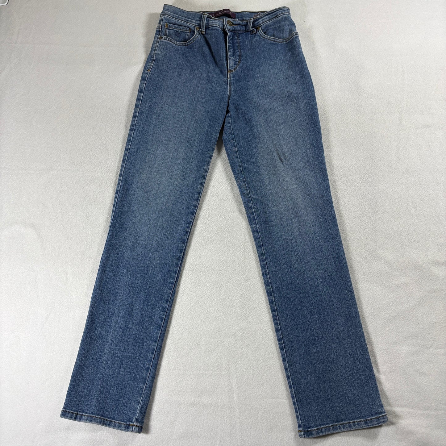 Gloria Vanderbilt Womens Amanda Straight Jeans Mid Rise Medium Wash Blue Denim 4
