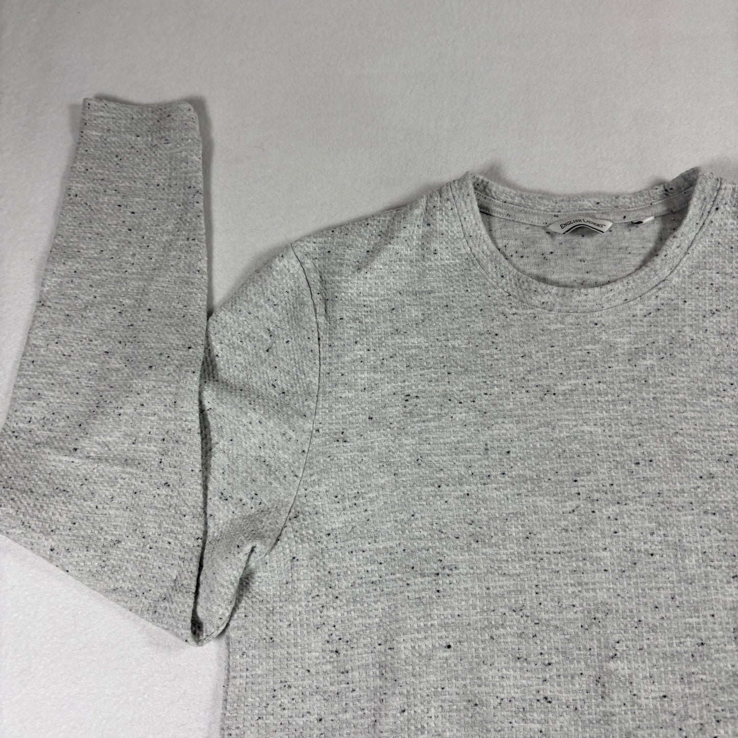 English Laundry Mens Gray Crewneck Sweater Medium Speckled Knit Casual Pullover