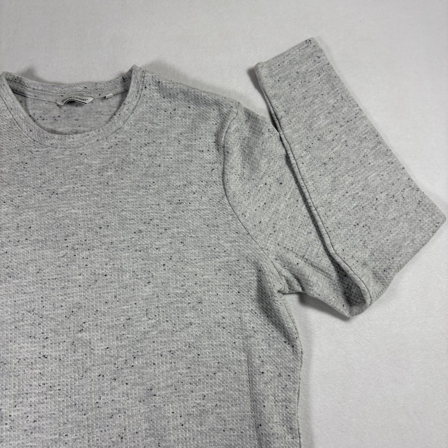 English Laundry Mens Gray Crewneck Sweater Medium Speckled Knit Casual Pullover