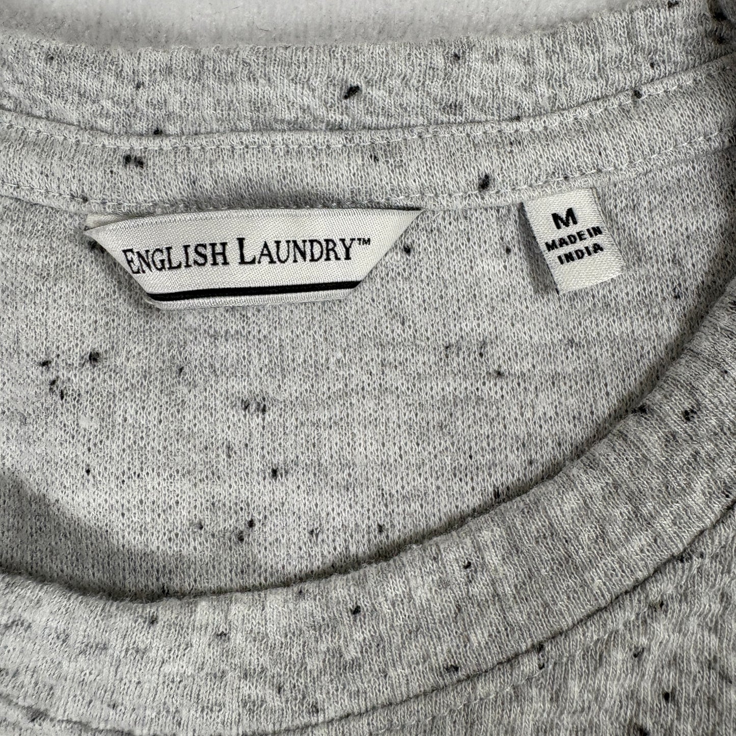 English Laundry Mens Gray Crewneck Sweater Medium Speckled Knit Casual Pullover