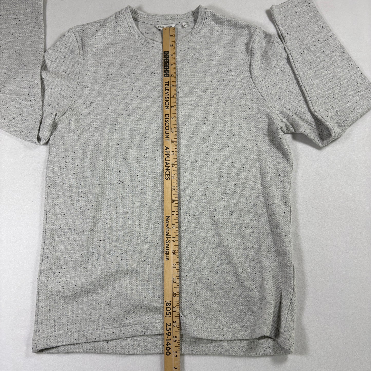 English Laundry Mens Gray Crewneck Sweater Medium Speckled Knit Casual Pullover