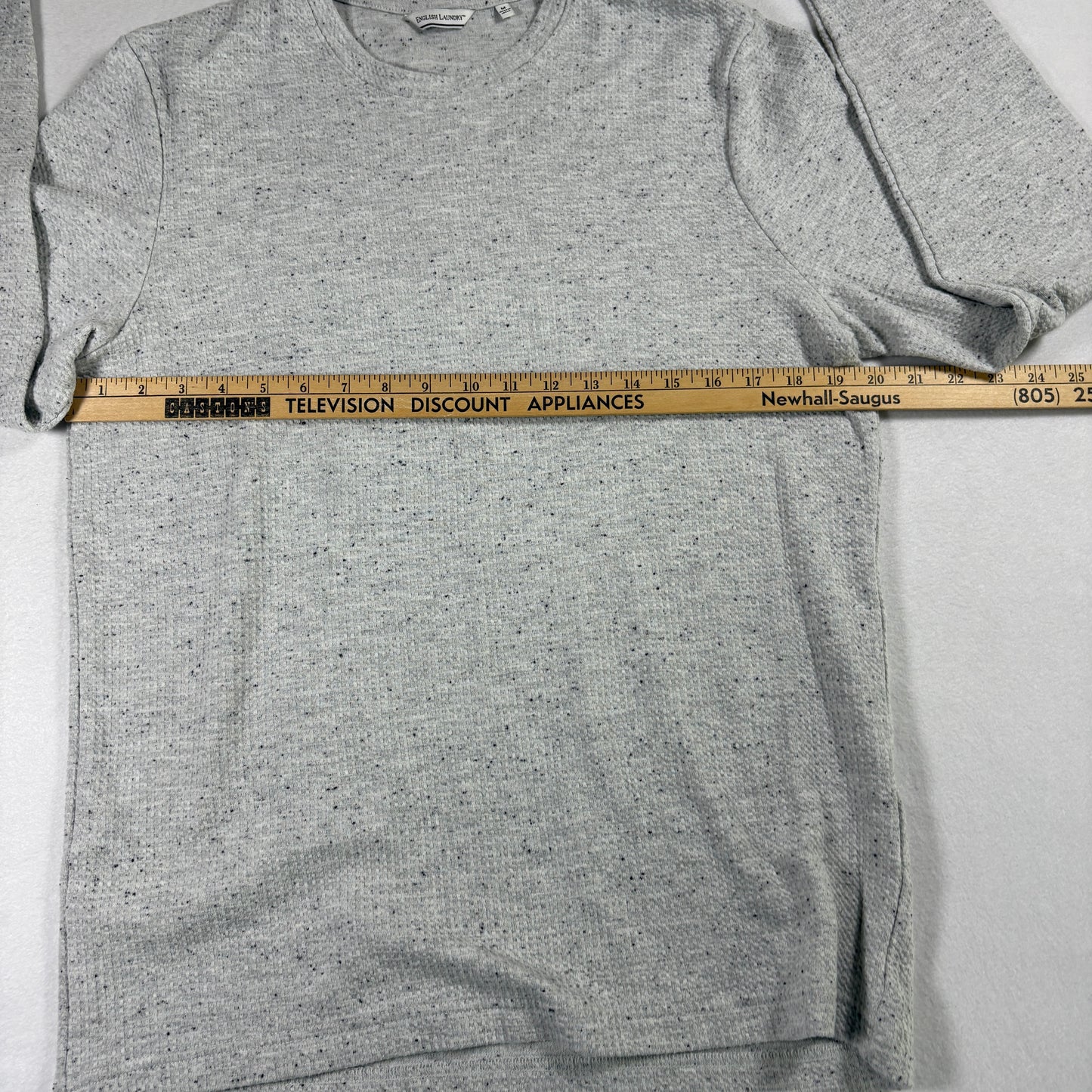 English Laundry Mens Gray Crewneck Sweater Medium Speckled Knit Casual Pullover