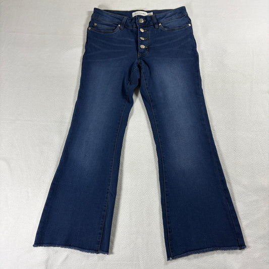 Tahari Womens High Rise Button Fly Flare Jeans Dark Wash Stretch Denim Size 4P