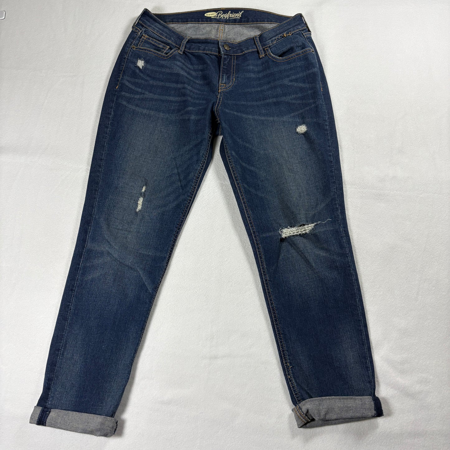 Vintage Style Jeans Women Size 6 Blue Distressed Boyfriend Retro Look Denim Y2K