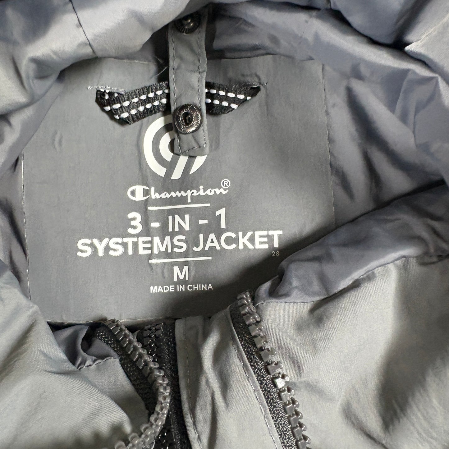 Champion Mens Medium Gray 3-in-1 Systems Jacket Hooded Waterproof Windbreaker