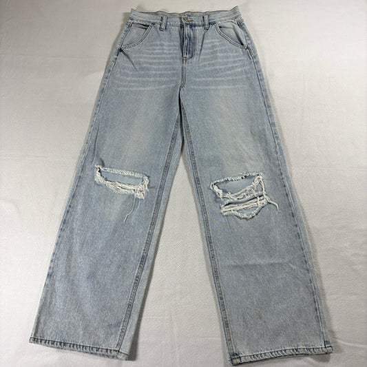 Rewash Womens Super High Rise Wide Leg Distressed Jeans Light Wash Denim 5/27