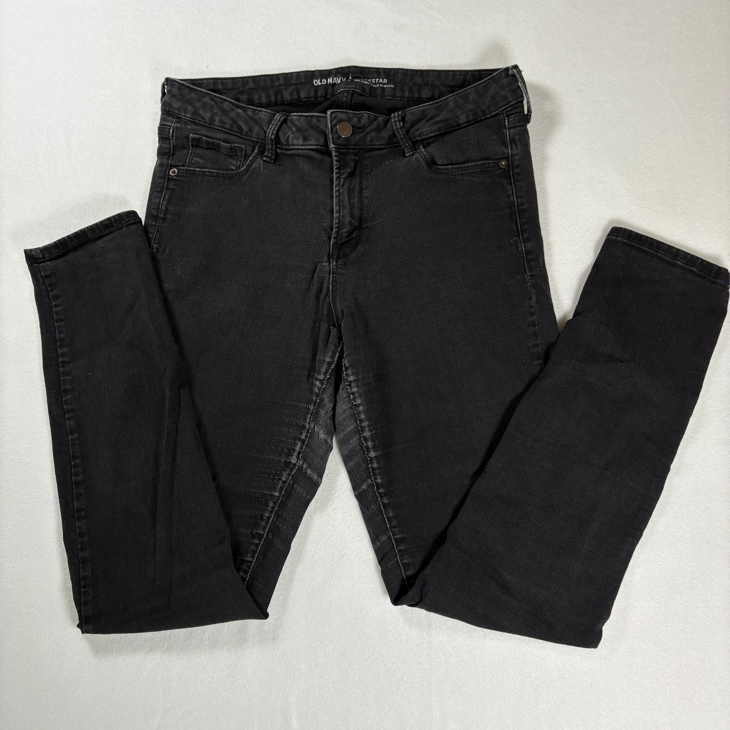 Old Navy Rockstar Jeans Women’s 12 Long Black Mid Rise Skinny Stretch Denim