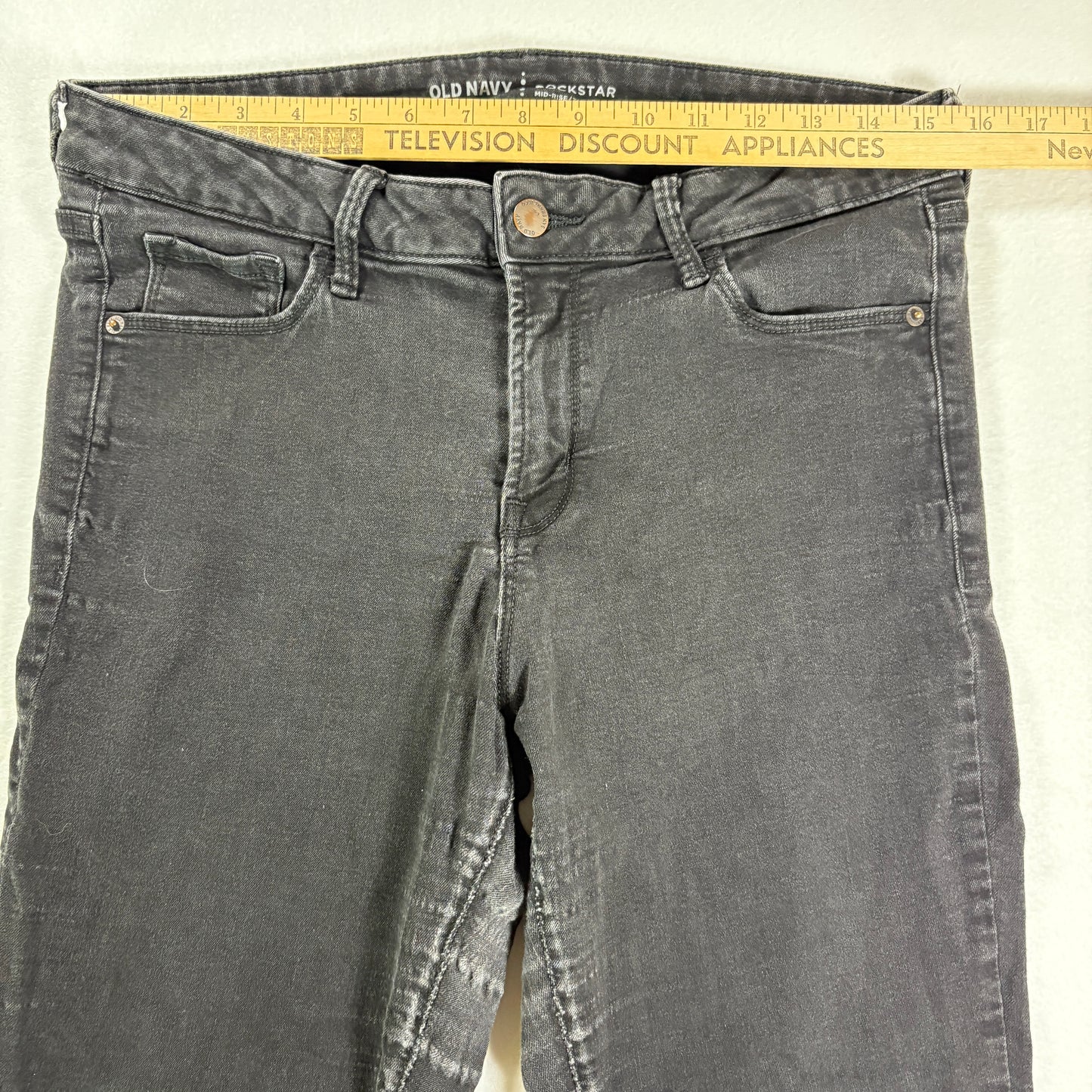 Old Navy Rockstar Jeans Women’s 12 Long Black Mid Rise Skinny Stretch Denim