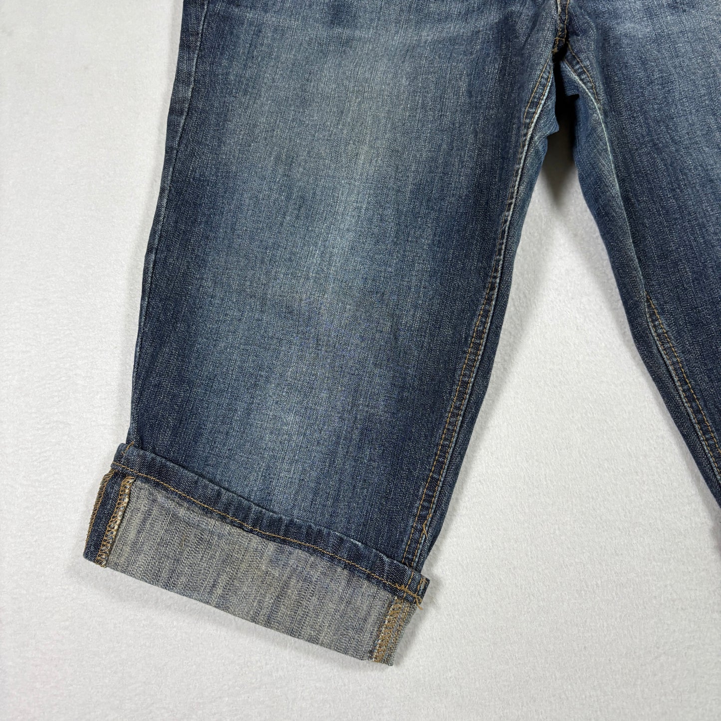 Mossimo womens denim capris size 15 blue jeans cuffed Y2K grunge 90s stretch