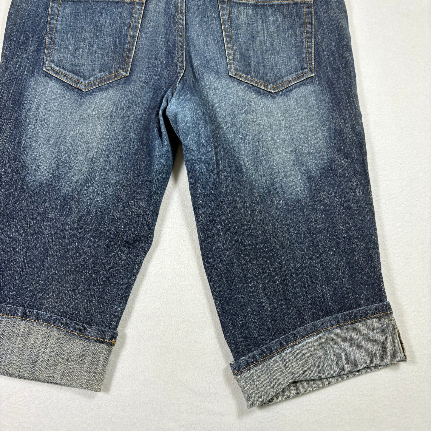 Mossimo womens denim capris size 15 blue jeans cuffed Y2K grunge 90s stretch