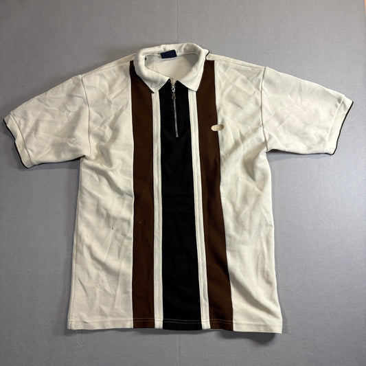 Vintage Gatta Polo Shirt Mens Fits Like M USA Striped Y2K Skate Zip Collar