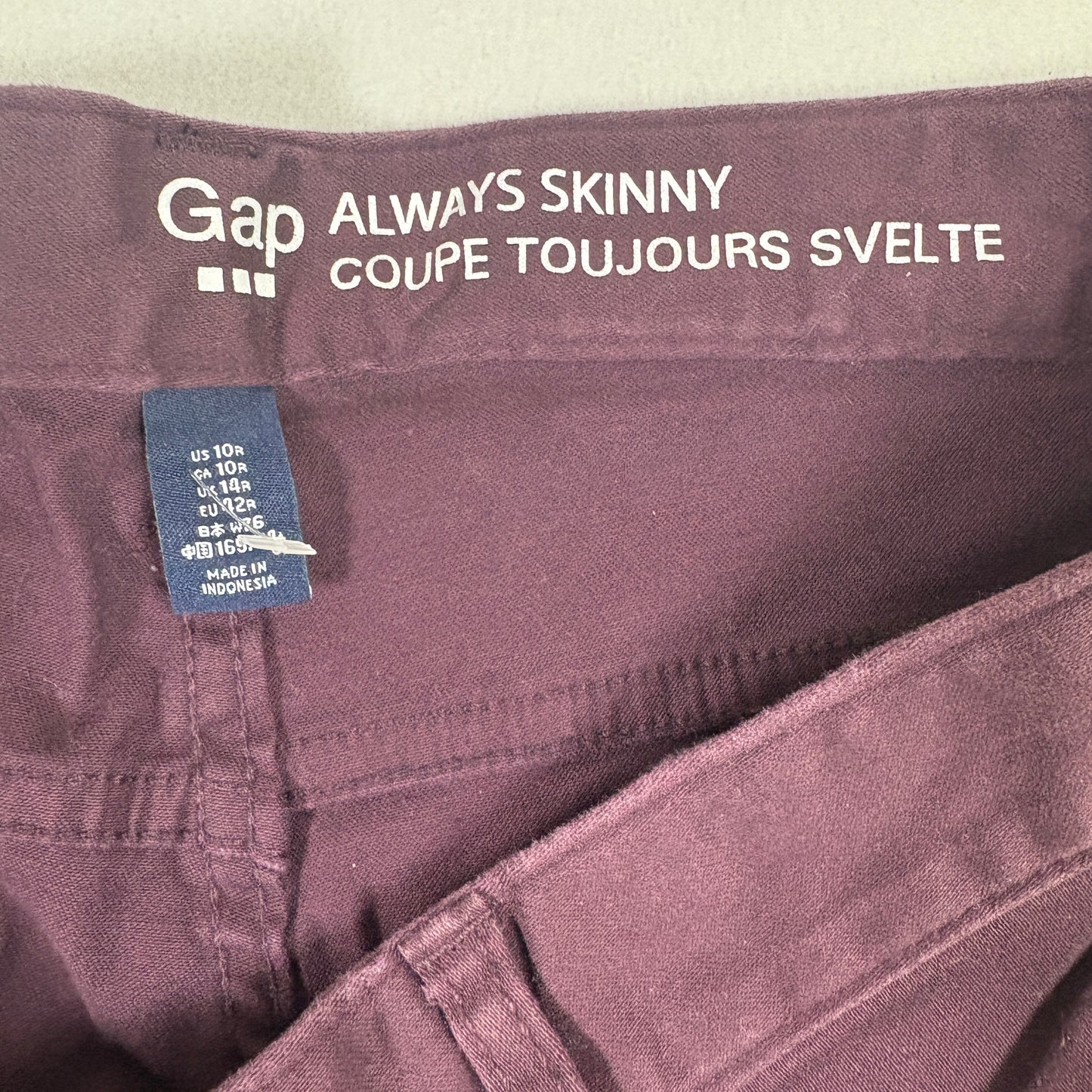Gap womens jeans 10R burgundy always skinny stretch denim NWT Y2K grunge 90s