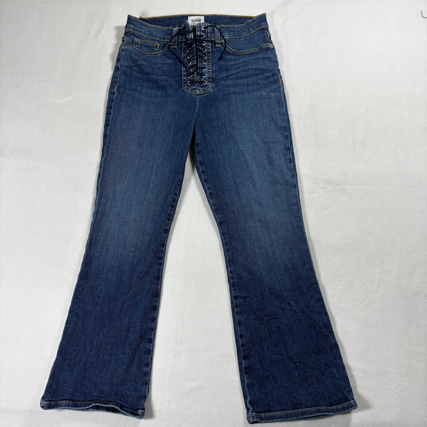 Vintage Hudson Jeans Womens 29 Blue Lace Up Bootcut Y2K Retro Denim Style Look!!
