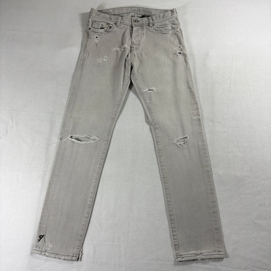 H&M Slim Low Waist Distressed Jeans Mens 30x32 Gray Stretch Skinny Denim Pants