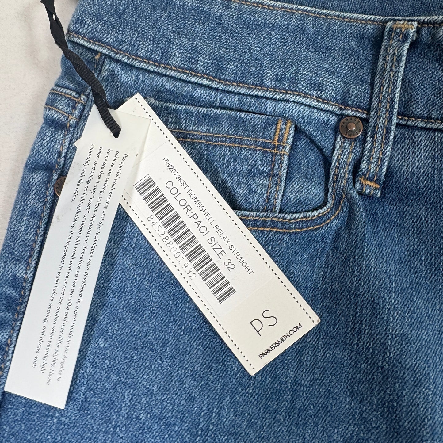 Parker Smith womens jeans 14/32 blue denim straight leg stretch USA NWT Y2K