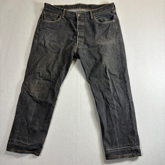 Levis 501 Jeans Mens 38x30 Fits Like 34x26 Dark Wash Straight Leg Denim