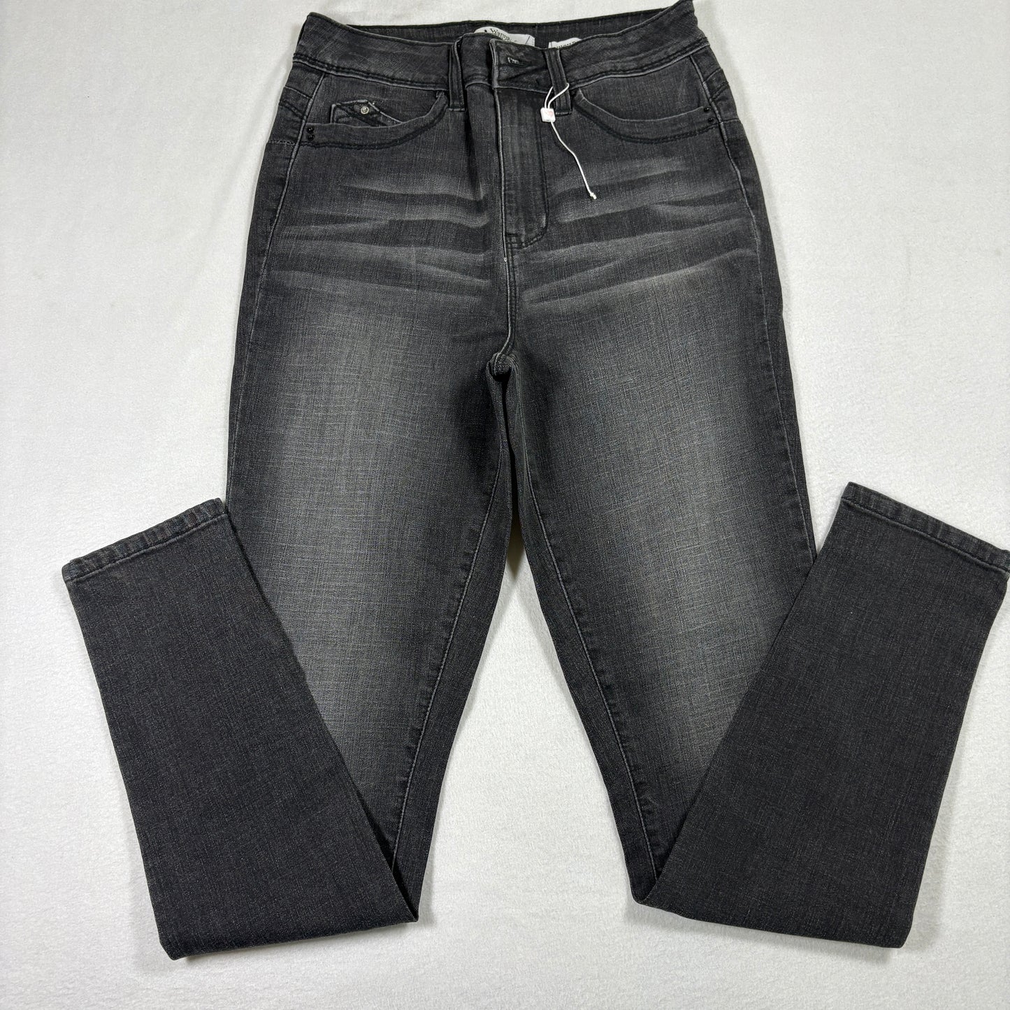 YMI womens jeans 7/28 gray black skinny stretch denim faded Y2K grunge 90s