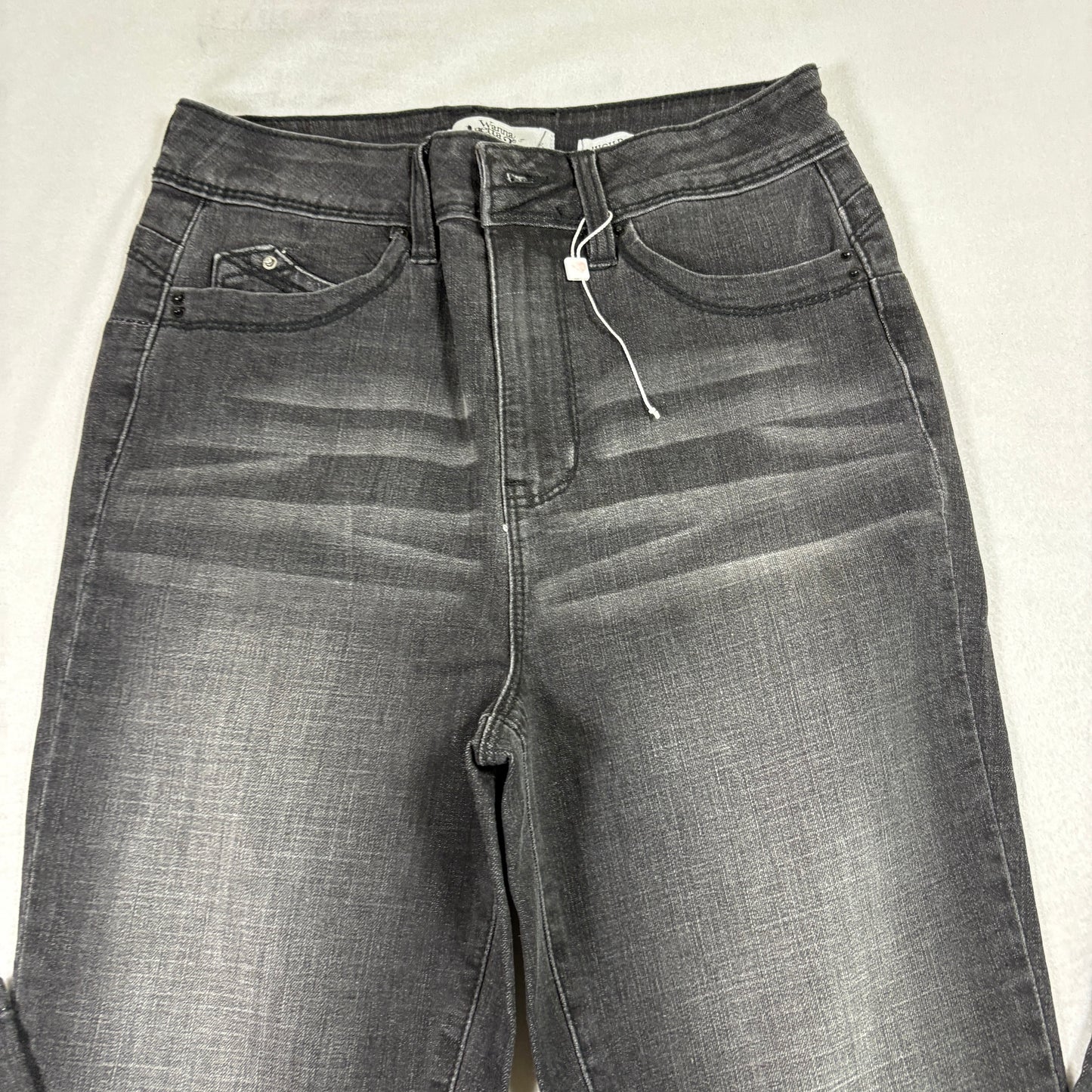 YMI womens jeans 7/28 gray black skinny stretch denim faded Y2K grunge 90s