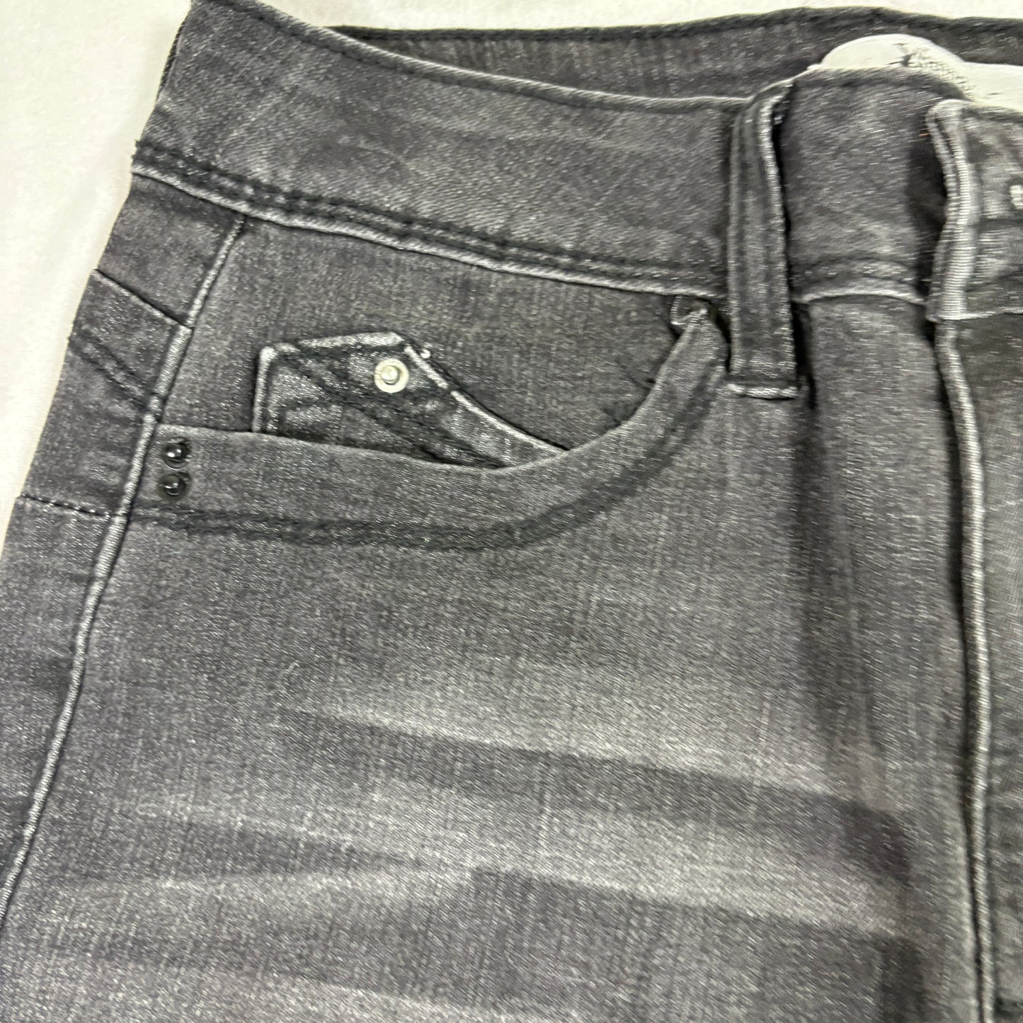 YMI womens jeans 7/28 gray black skinny stretch denim faded Y2K grunge 90s