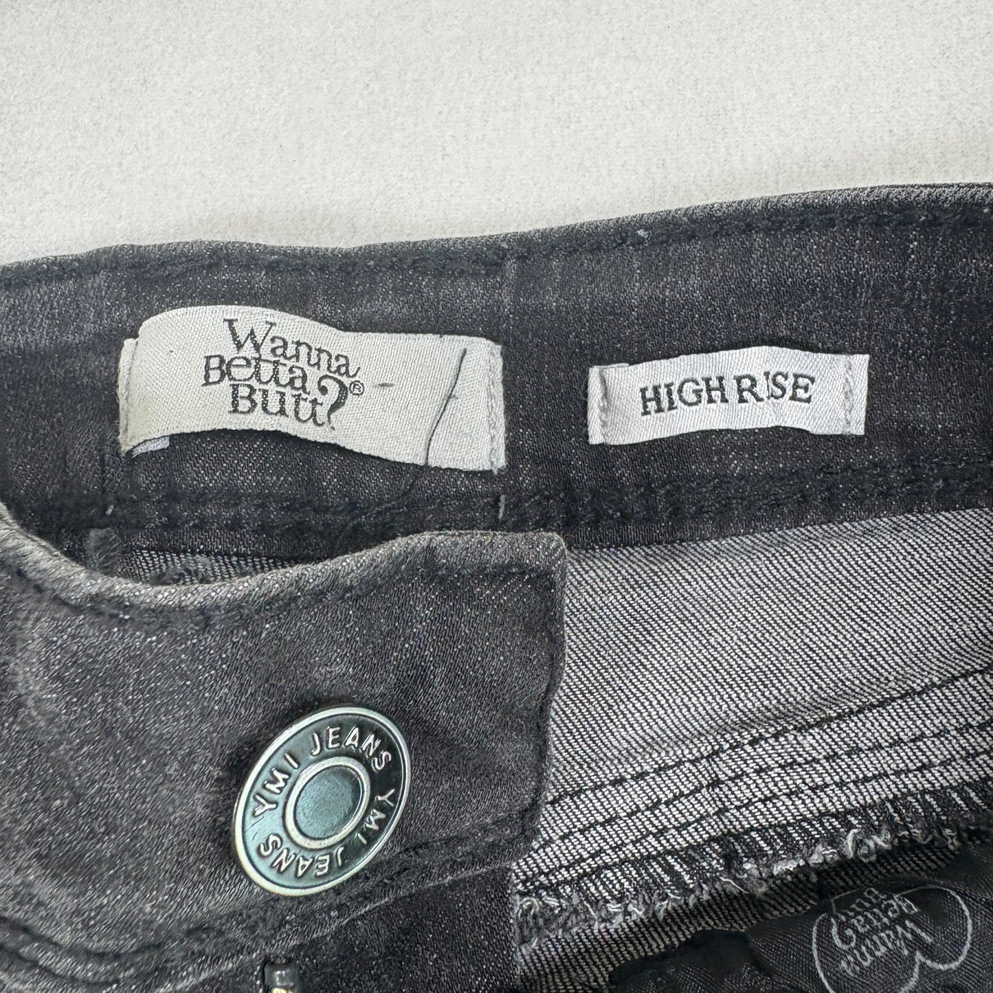 YMI womens jeans 7/28 gray black skinny stretch denim faded Y2K grunge 90s