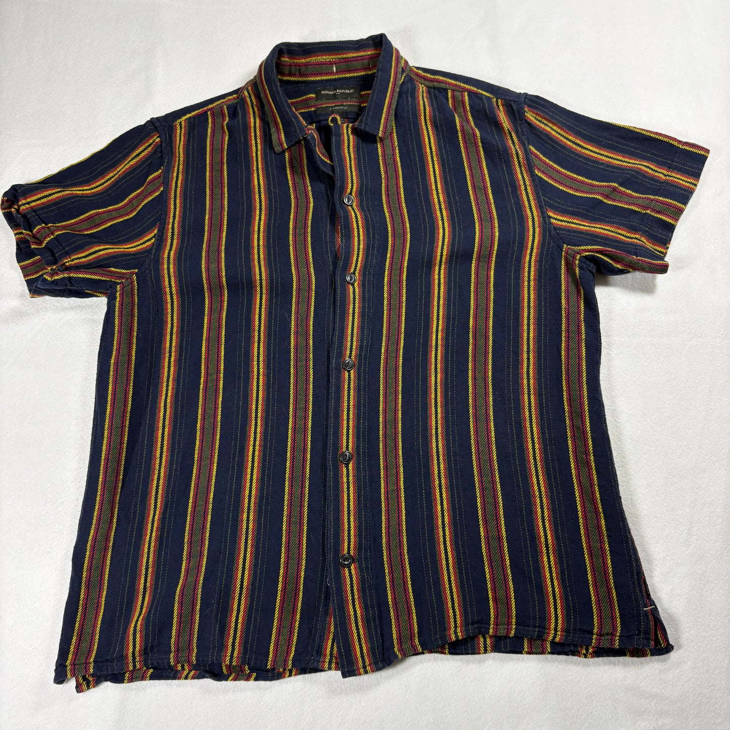 Vintage Banana Republic Shirt Mens L Short Sleeve Stripe Retro Look Vintage Y2K