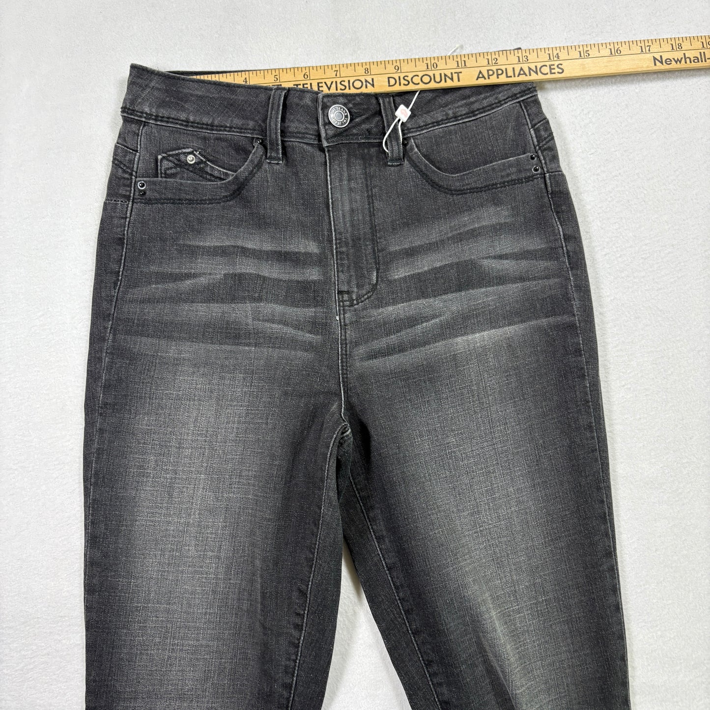 YMI womens jeans 7/28 gray black skinny stretch denim faded Y2K grunge 90s