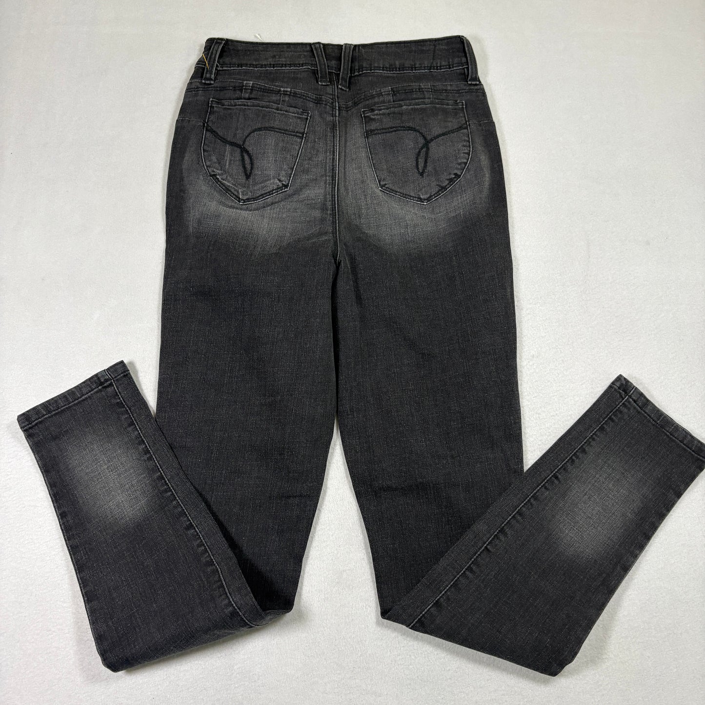 YMI womens jeans 7/28 gray black skinny stretch denim faded Y2K grunge 90s