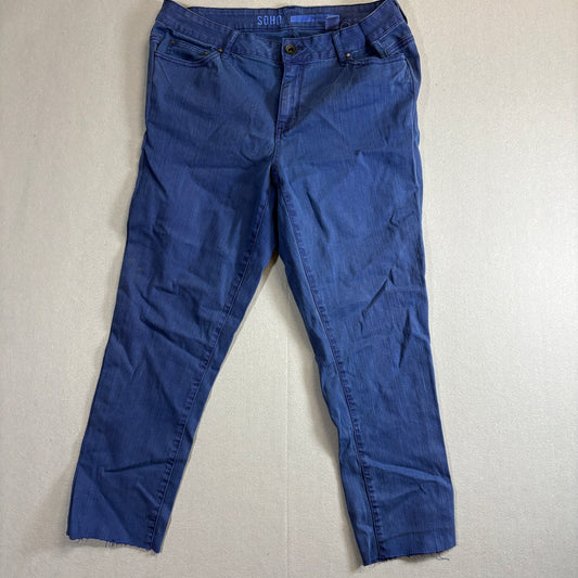 DKNY Soho Skinny Ankle Jeans Womens 16W Fits Like 33x27 Blue Stretch Raw Hem