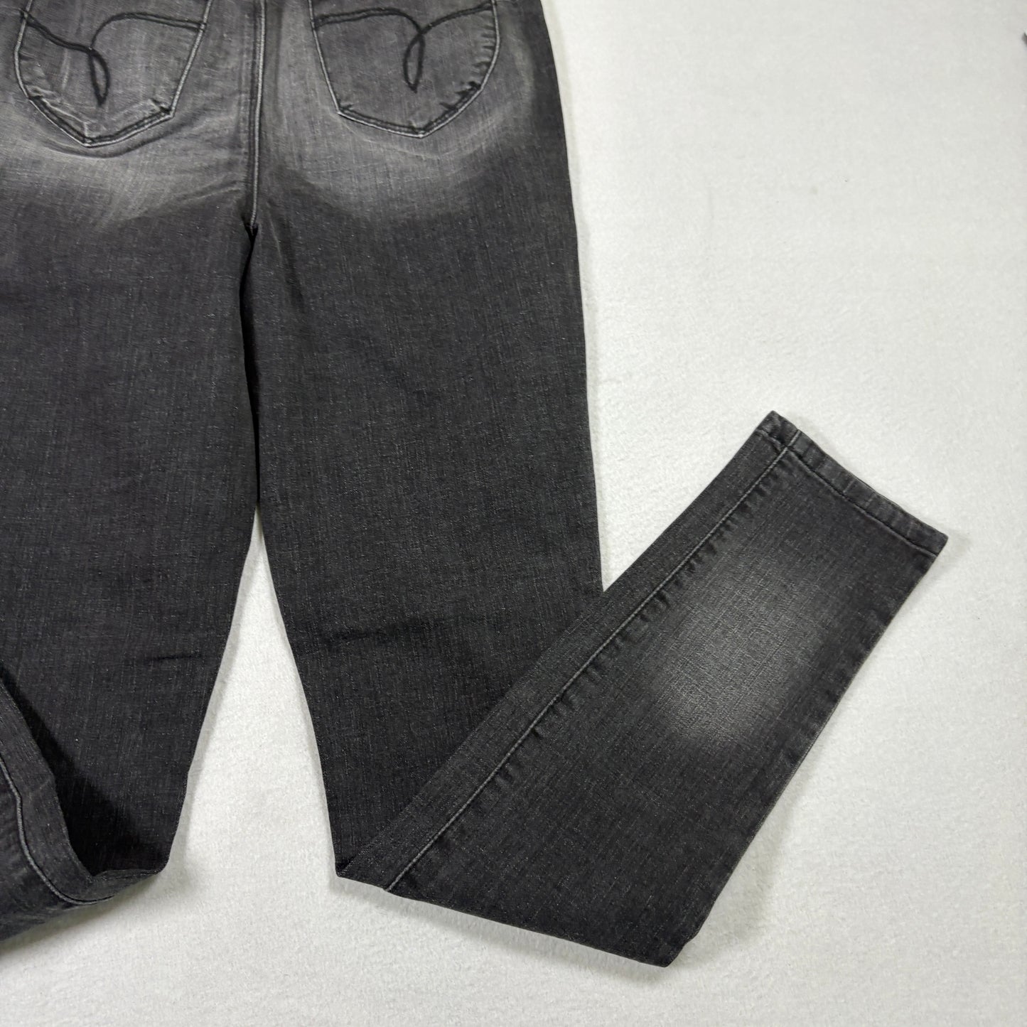 YMI womens jeans 7/28 gray black skinny stretch denim faded Y2K grunge 90s