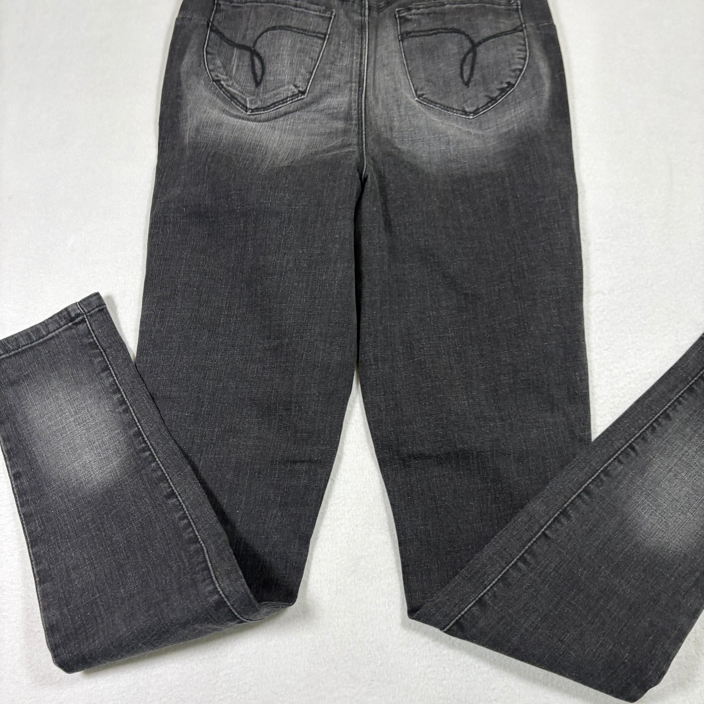 YMI womens jeans 7/28 gray black skinny stretch denim faded Y2K grunge 90s