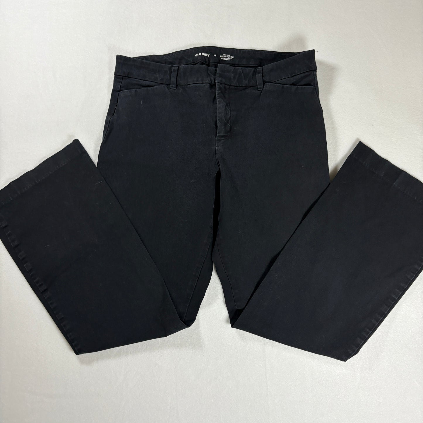 Old Navy Women’s Size 12 High-Rise Pixie Flare Pants Black Secret-Smooth Pockets