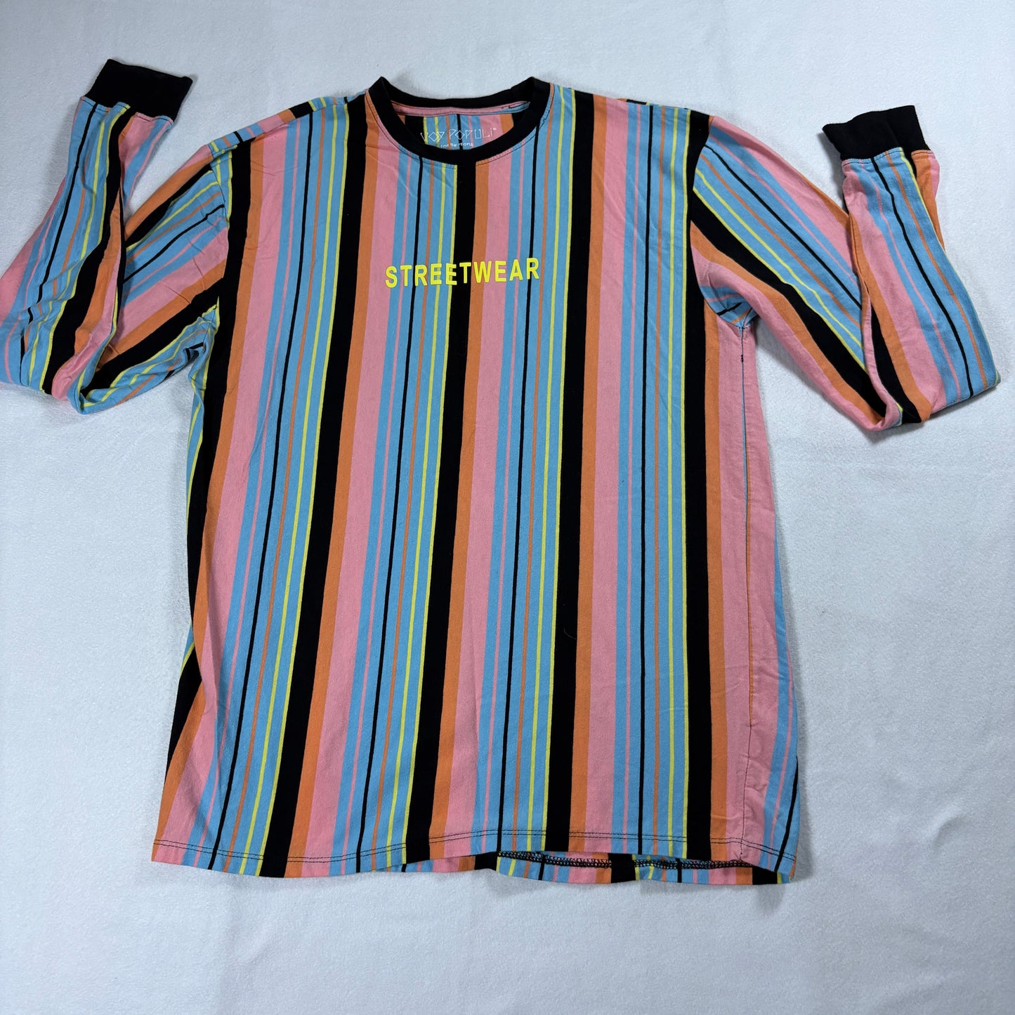 Vintage Vox Populi T Shirt Mens L Long Sleeve Stripe Streetwear Y2K Look Retro OG