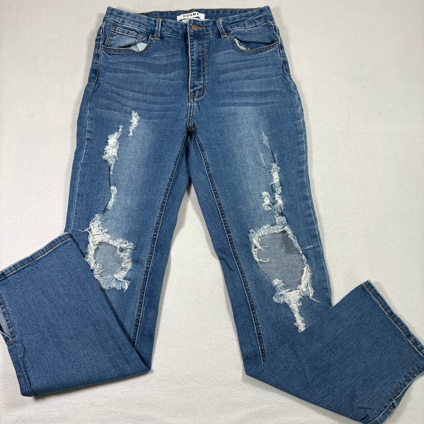 Dogma womens jeans size 13 blue distressed ripped denim skinny Y2K grunge 90s