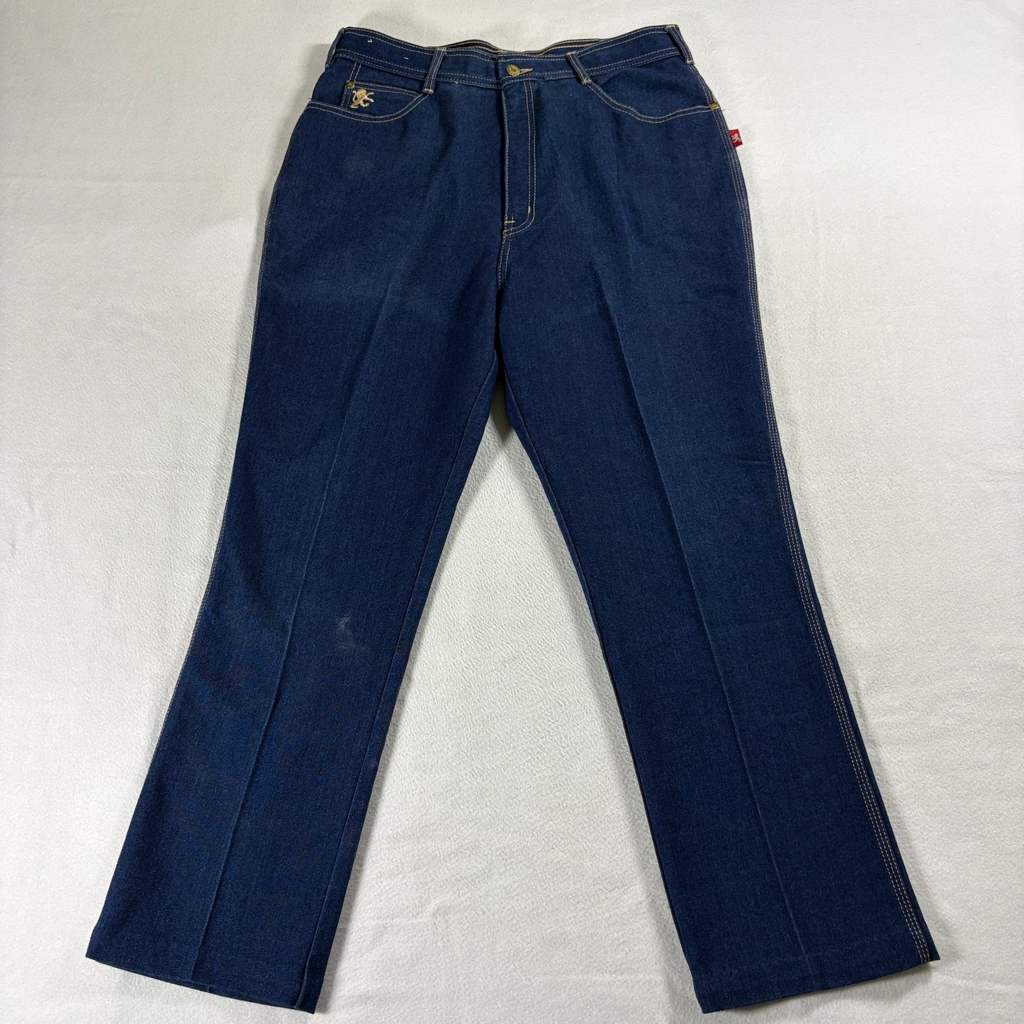 Braxton Stretch Jeans Mens 34 Vintage Blue Straight Leg Denim Made In Taiwan