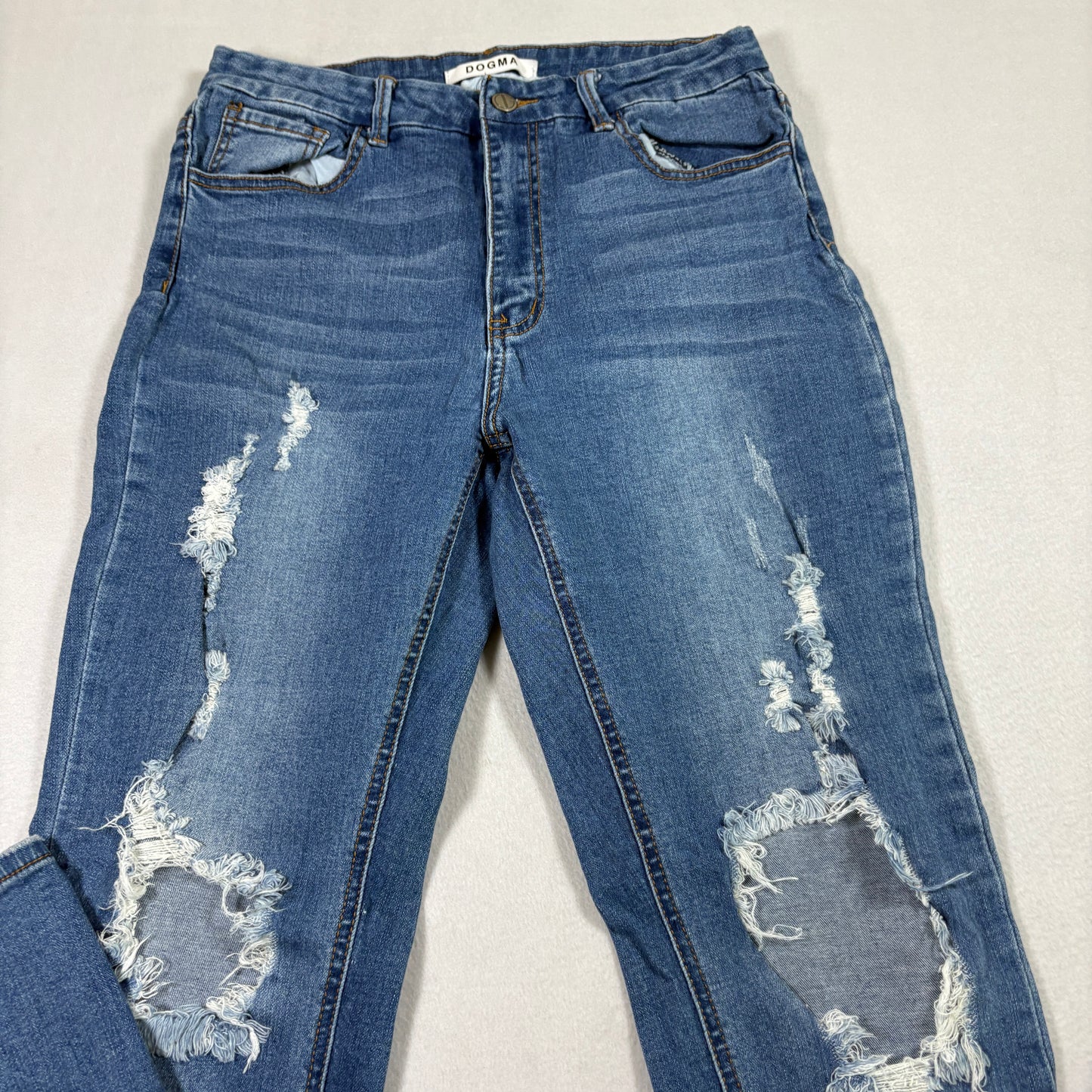 Dogma womens jeans size 13 blue distressed ripped denim skinny Y2K grunge 90s