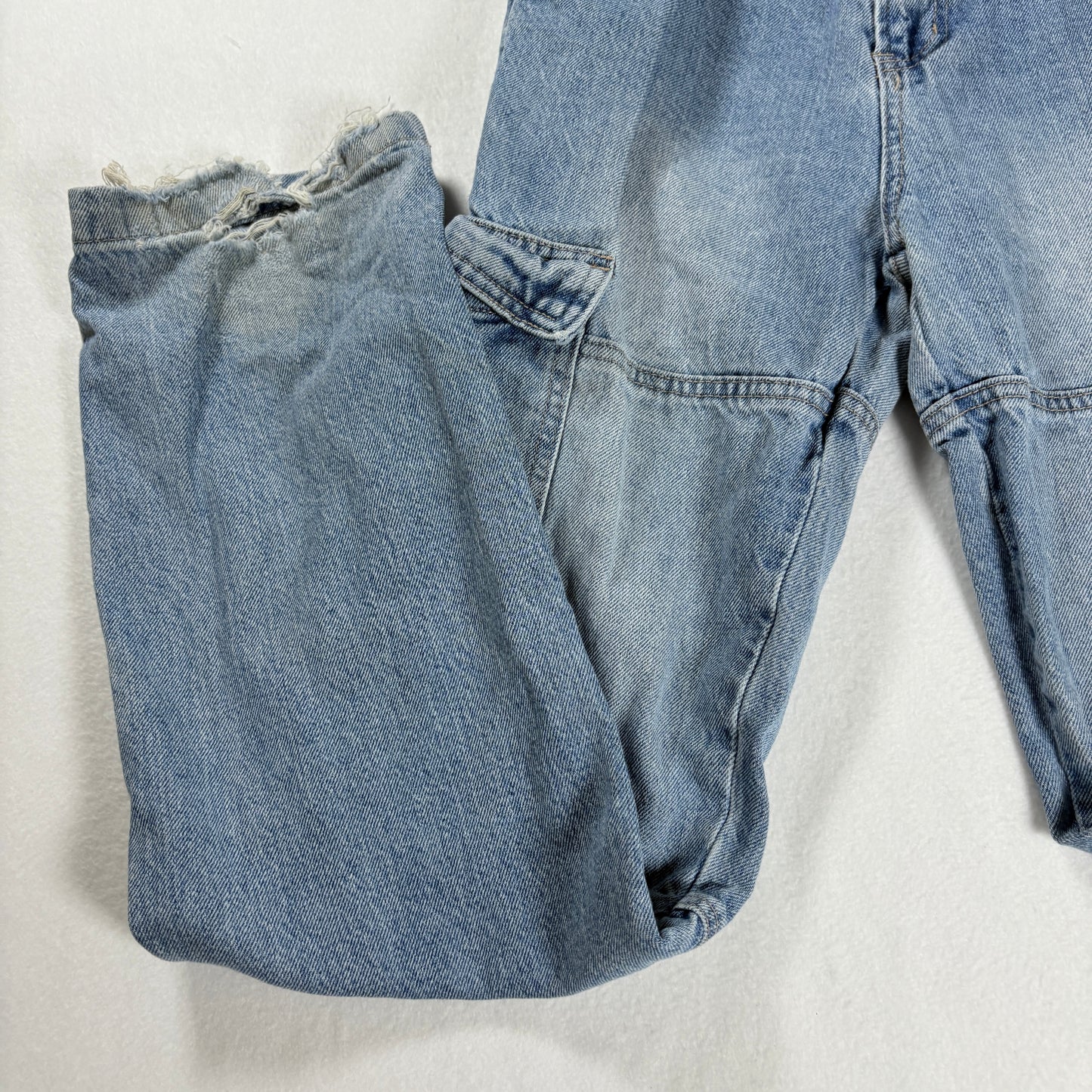 S.O.N.G. Jeans Women’s 3/26 Baggy Cargo Denim Carpenter Pants Light Wash