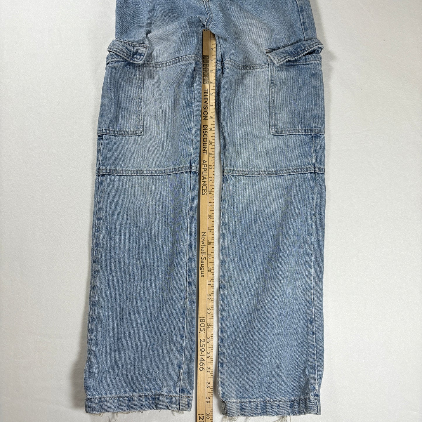 S.O.N.G. Jeans Women’s 3/26 Baggy Cargo Denim Carpenter Pants Light Wash