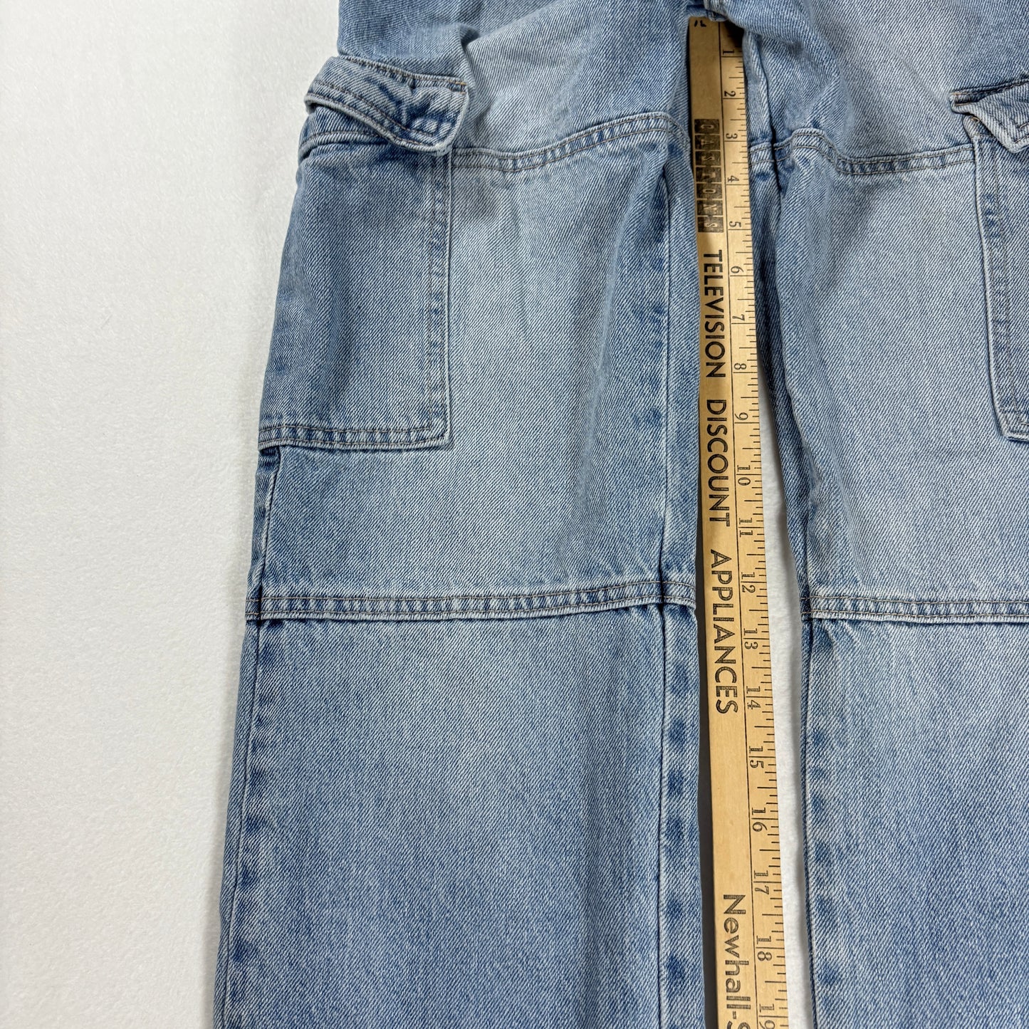 S.O.N.G. Jeans Women’s 3/26 Baggy Cargo Denim Carpenter Pants Light Wash