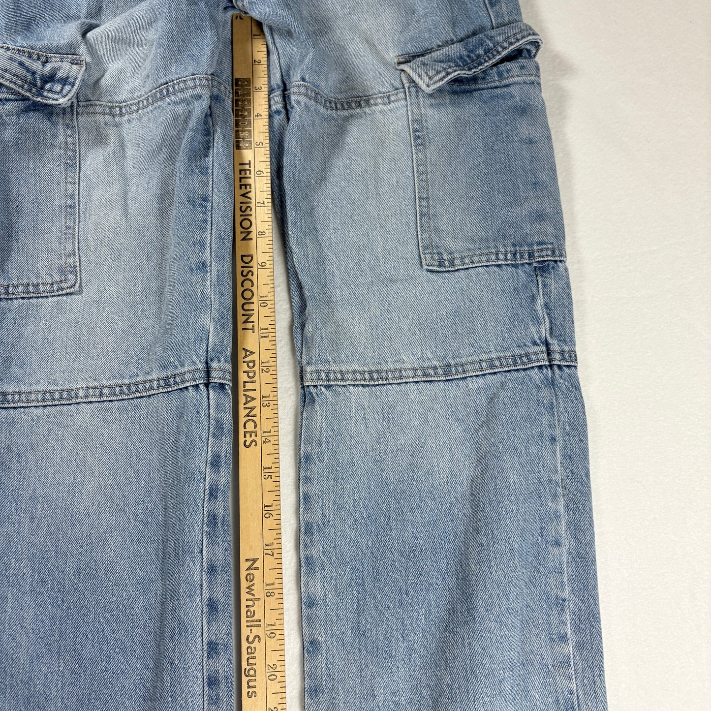 S.O.N.G. Jeans Women’s 3/26 Baggy Cargo Denim Carpenter Pants Light Wash