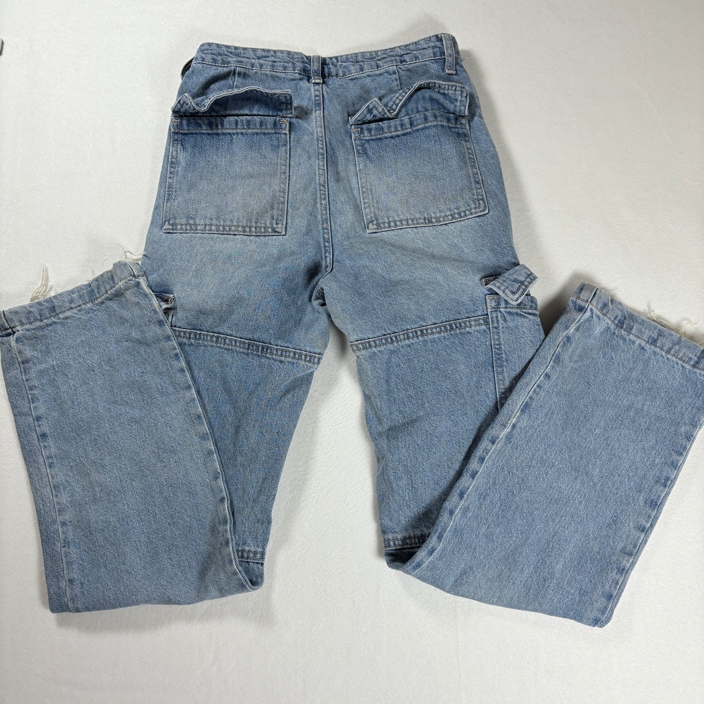 S.O.N.G. Jeans Women’s 3/26 Baggy Cargo Denim Carpenter Pants Light Wash