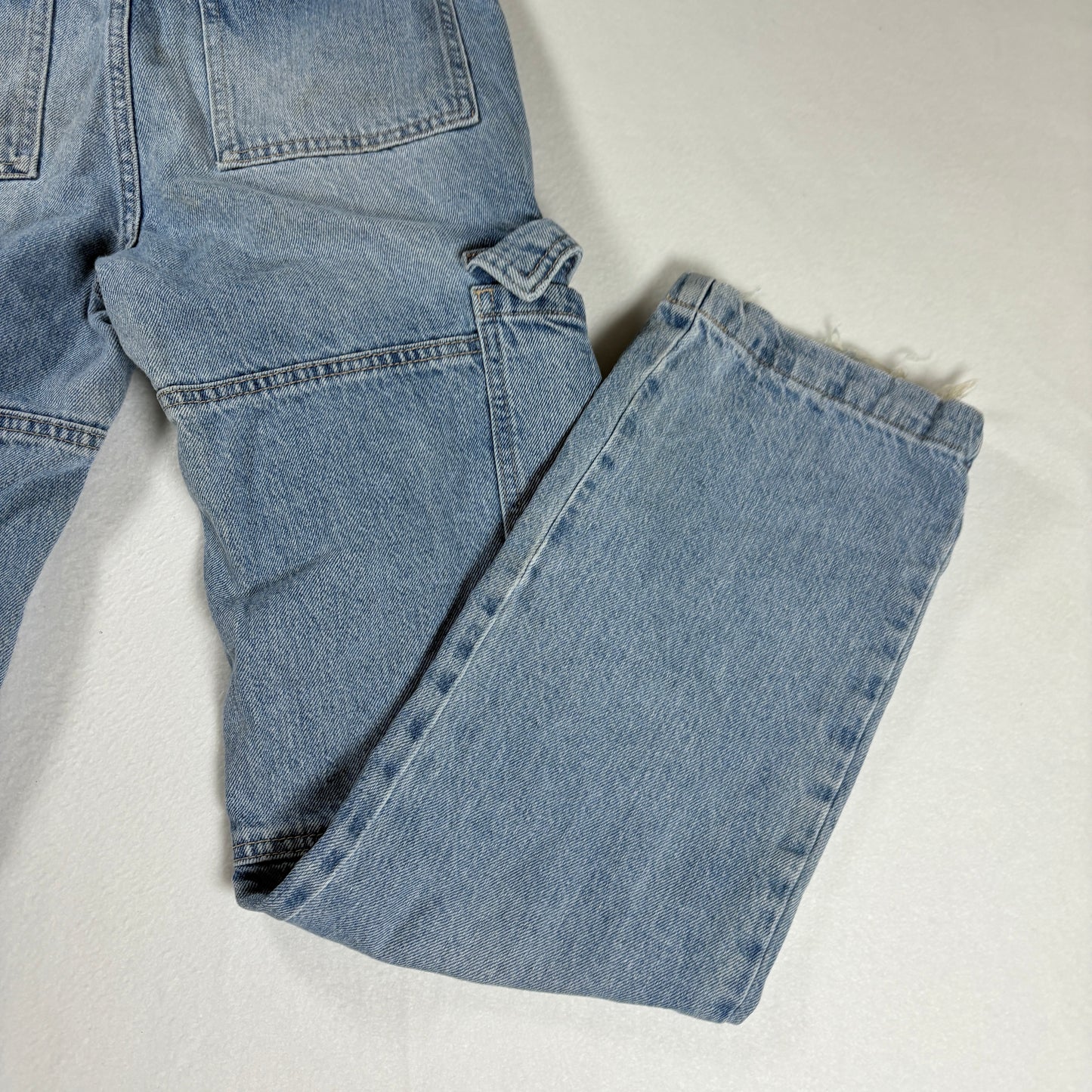 S.O.N.G. Jeans Women’s 3/26 Baggy Cargo Denim Carpenter Pants Light Wash